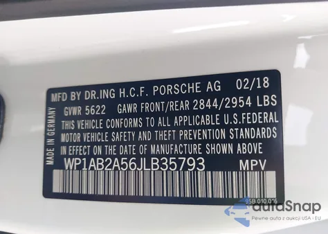 2018 Porsche Macan S из США, поврежденный, VIN WP1AB2A56JLB35793